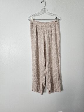 Uniqlo Light Pink Floral Wide-Leg Women's Pants Sz L